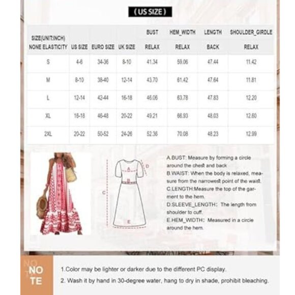 Women's Summer Dress Spaghetti Strap Smocked Ruffle Flowy Boho Maxi Dress - Picture 6 of 6